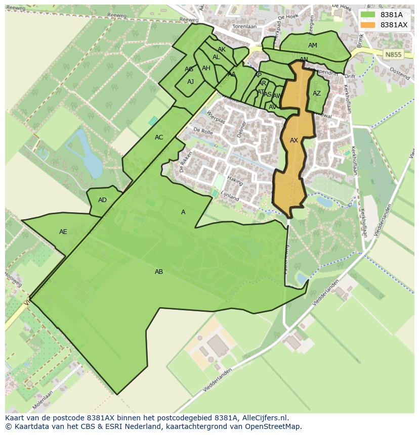 Afbeelding van het postcodegebied 8381 AX op de kaart.