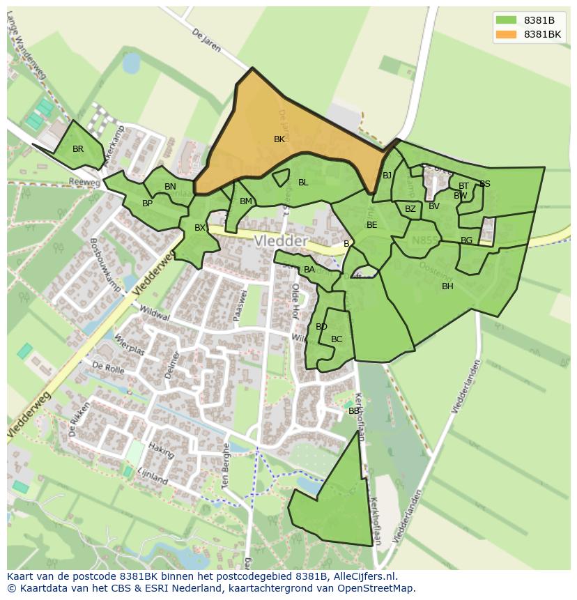 Afbeelding van het postcodegebied 8381 BK op de kaart.