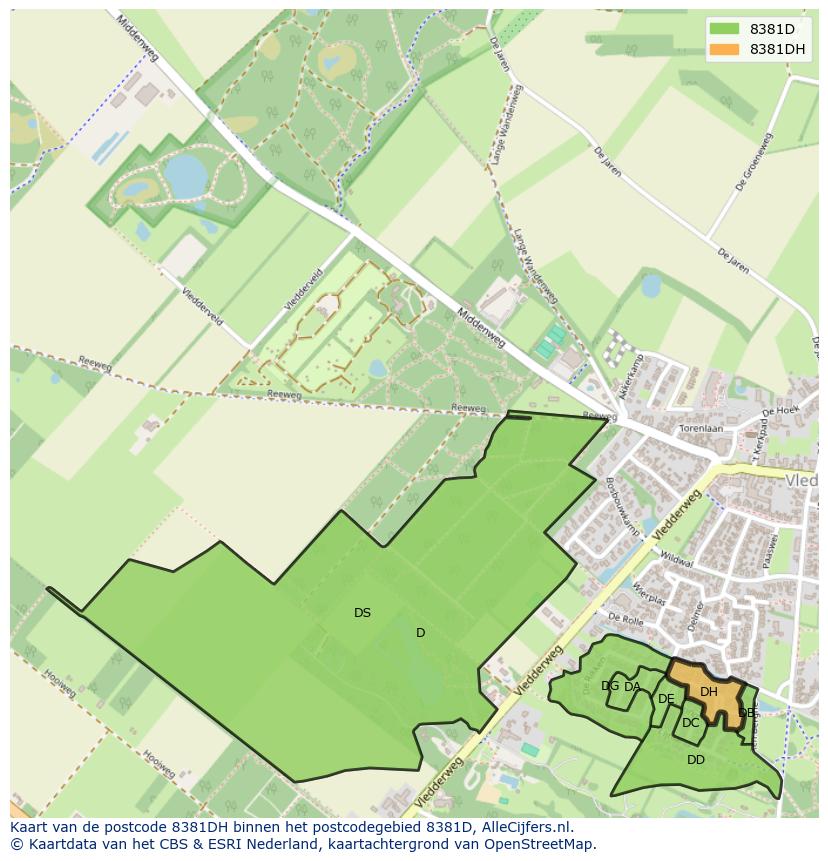 Afbeelding van het postcodegebied 8381 DH op de kaart.