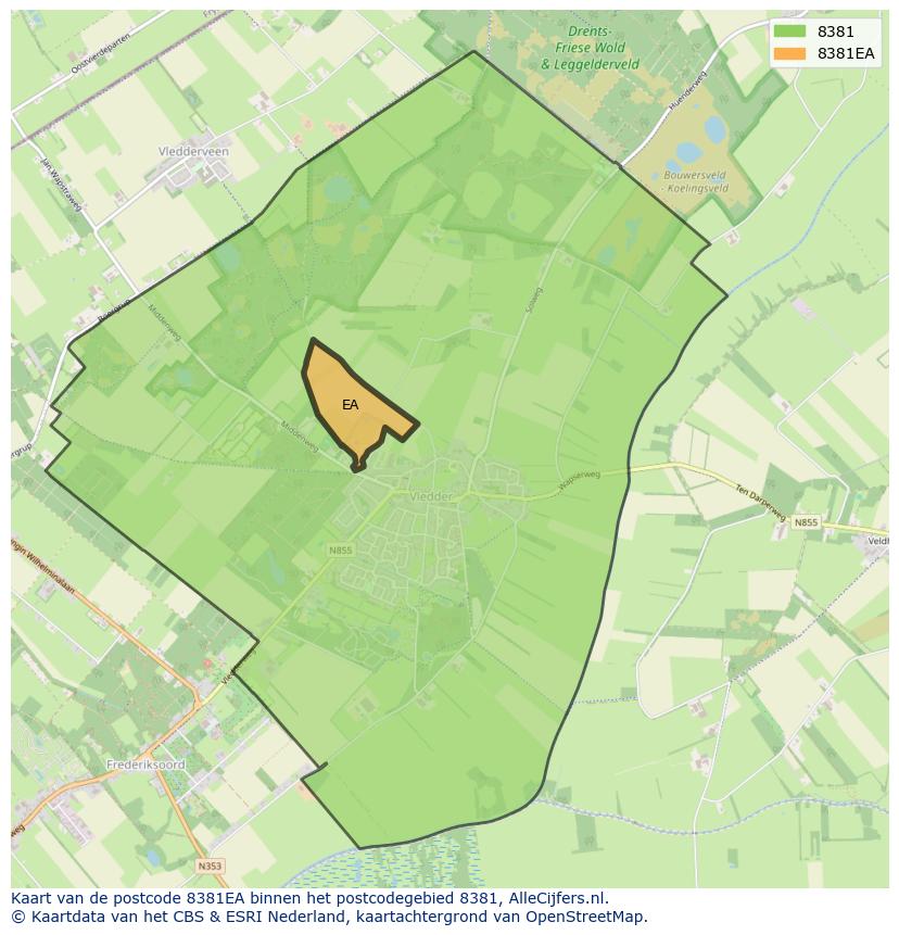 Afbeelding van het postcodegebied 8381 EA op de kaart.