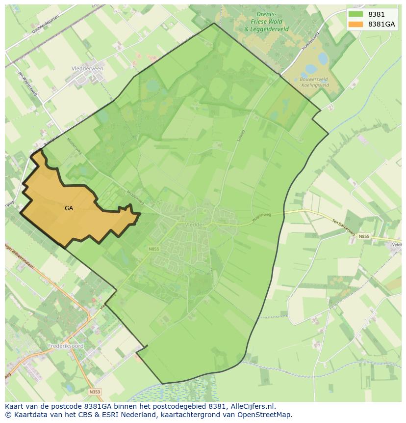 Afbeelding van het postcodegebied 8381 GA op de kaart.