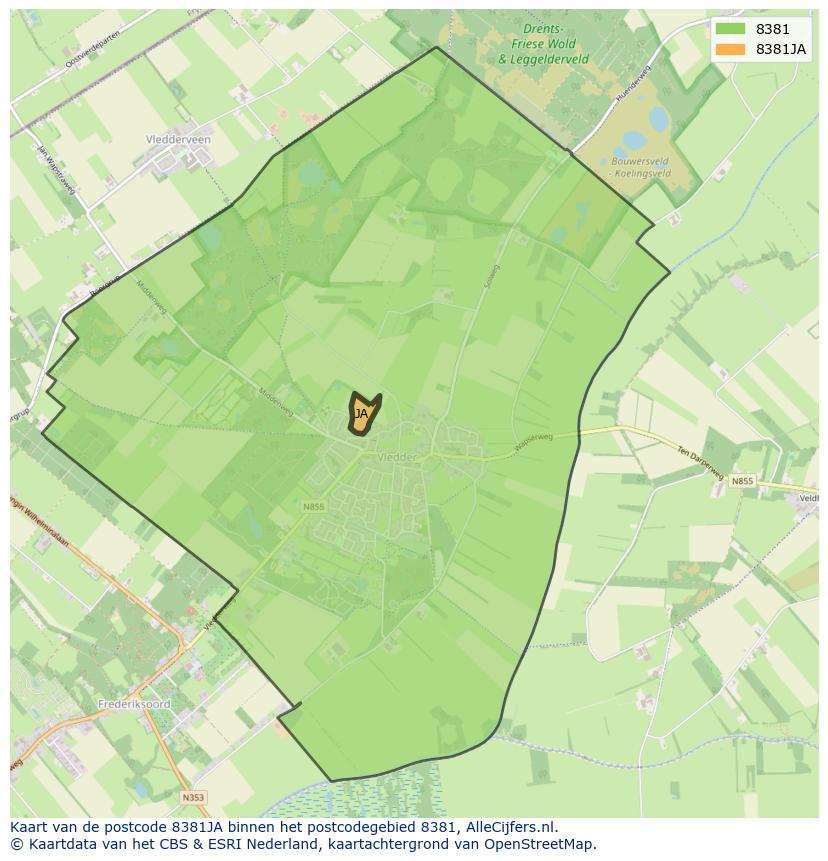 Afbeelding van het postcodegebied 8381 JA op de kaart.