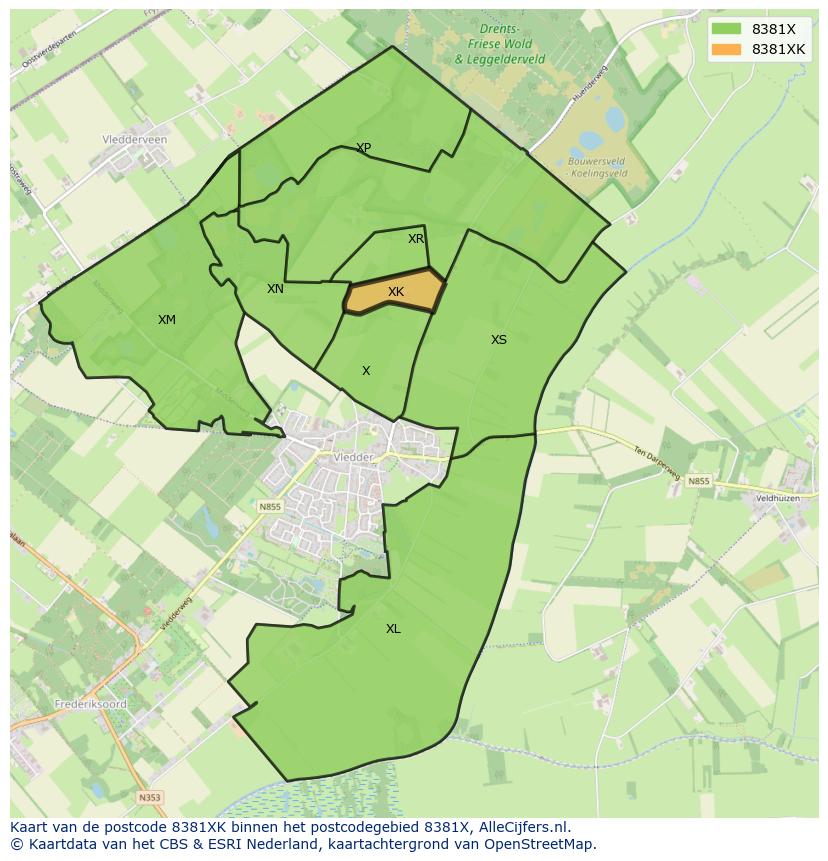 Afbeelding van het postcodegebied 8381 XK op de kaart.