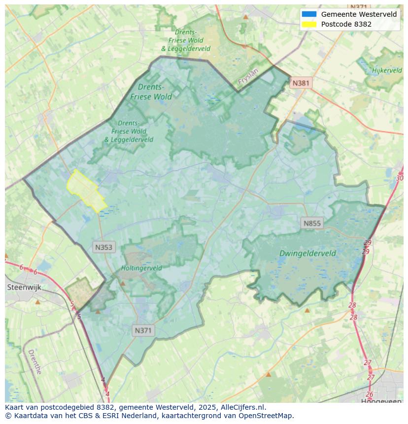 Afbeelding van het postcodegebied 8382 op de kaart.