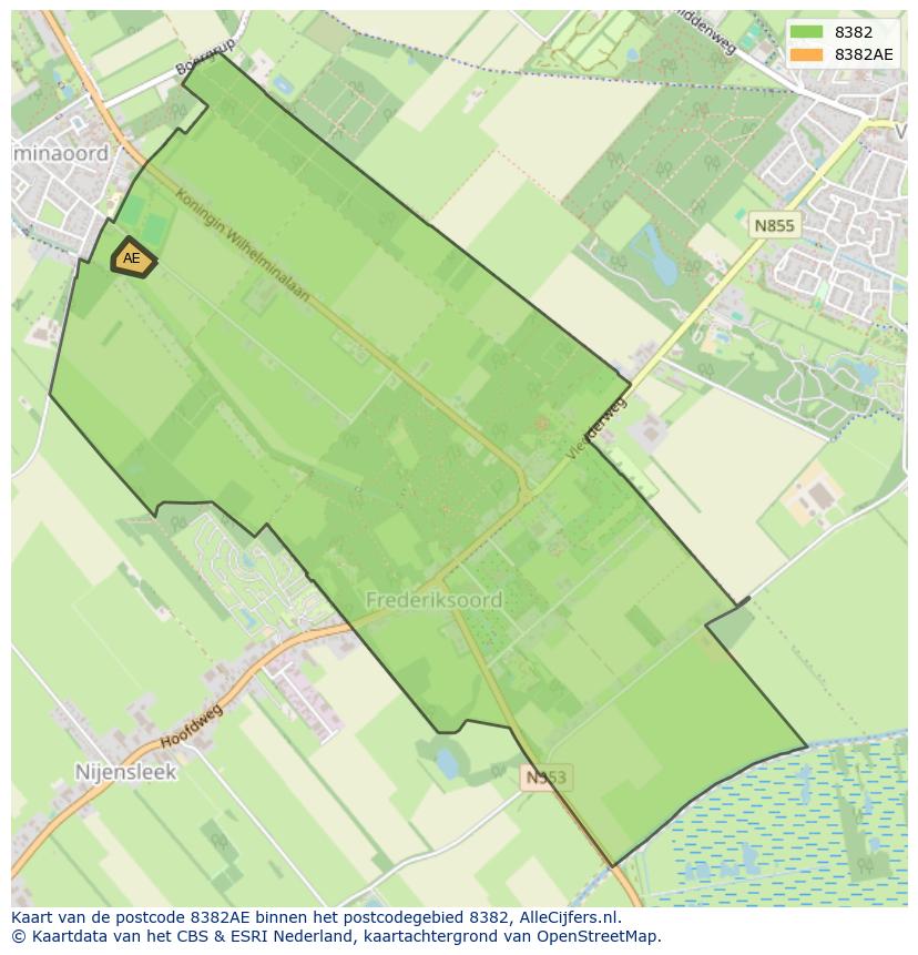 Afbeelding van het postcodegebied 8382 AE op de kaart.