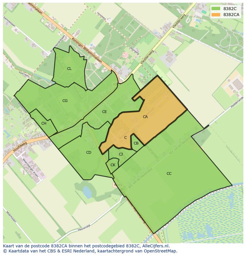 Afbeelding van het postcodegebied 8382 CA op de kaart.