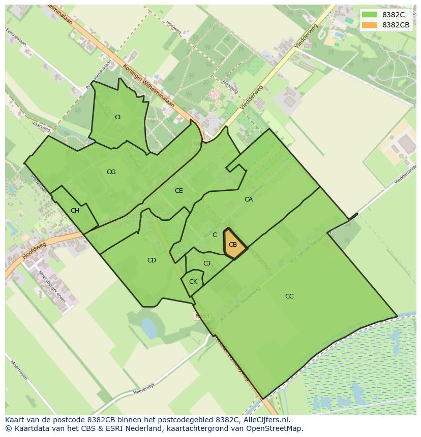 Afbeelding van het postcodegebied 8382 CB op de kaart.