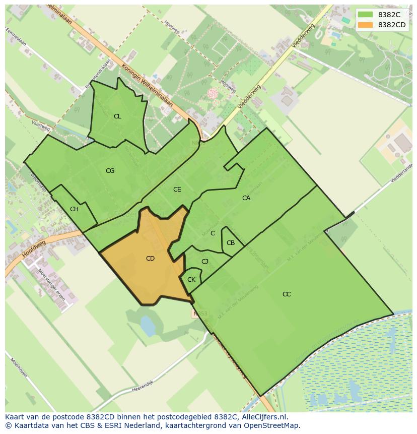 Afbeelding van het postcodegebied 8382 CD op de kaart.