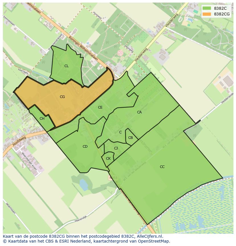 Afbeelding van het postcodegebied 8382 CG op de kaart.