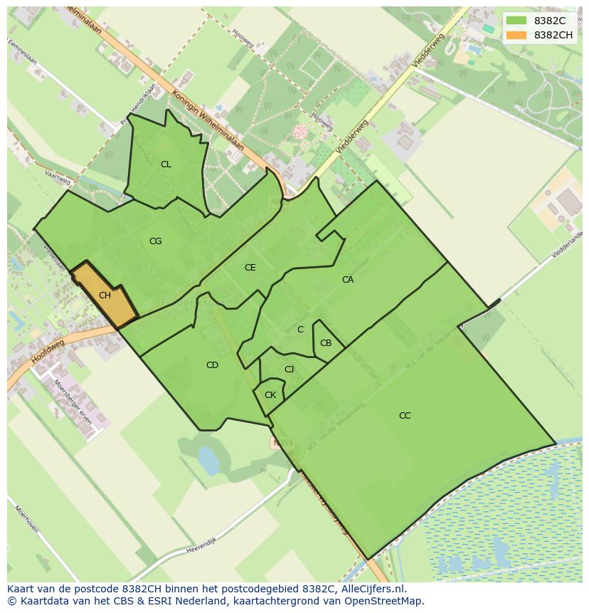 Afbeelding van het postcodegebied 8382 CH op de kaart.