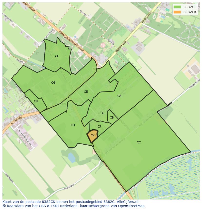 Afbeelding van het postcodegebied 8382 CK op de kaart.