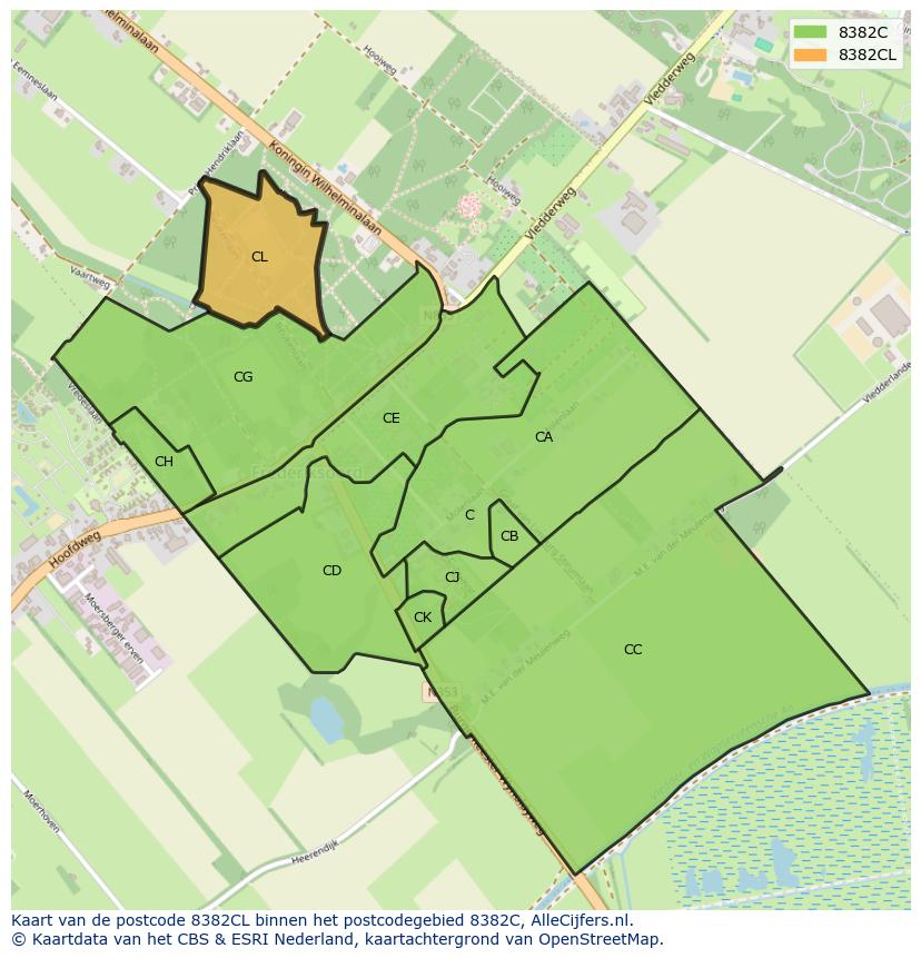 Afbeelding van het postcodegebied 8382 CL op de kaart.
