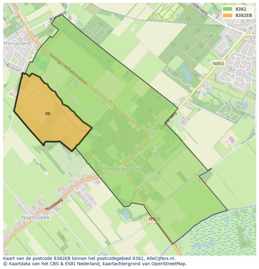 Afbeelding van het postcodegebied 8382 EB op de kaart.