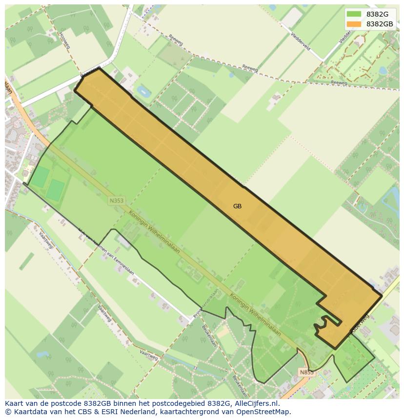 Afbeelding van het postcodegebied 8382 GB op de kaart.