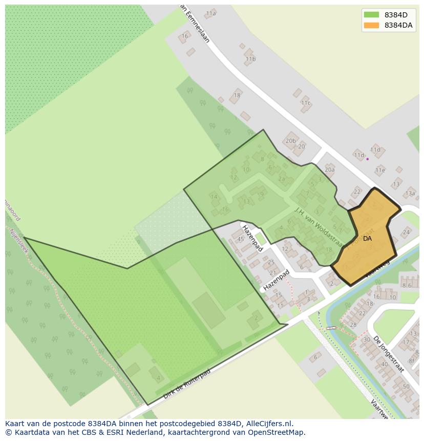 Afbeelding van het postcodegebied 8384 DA op de kaart.