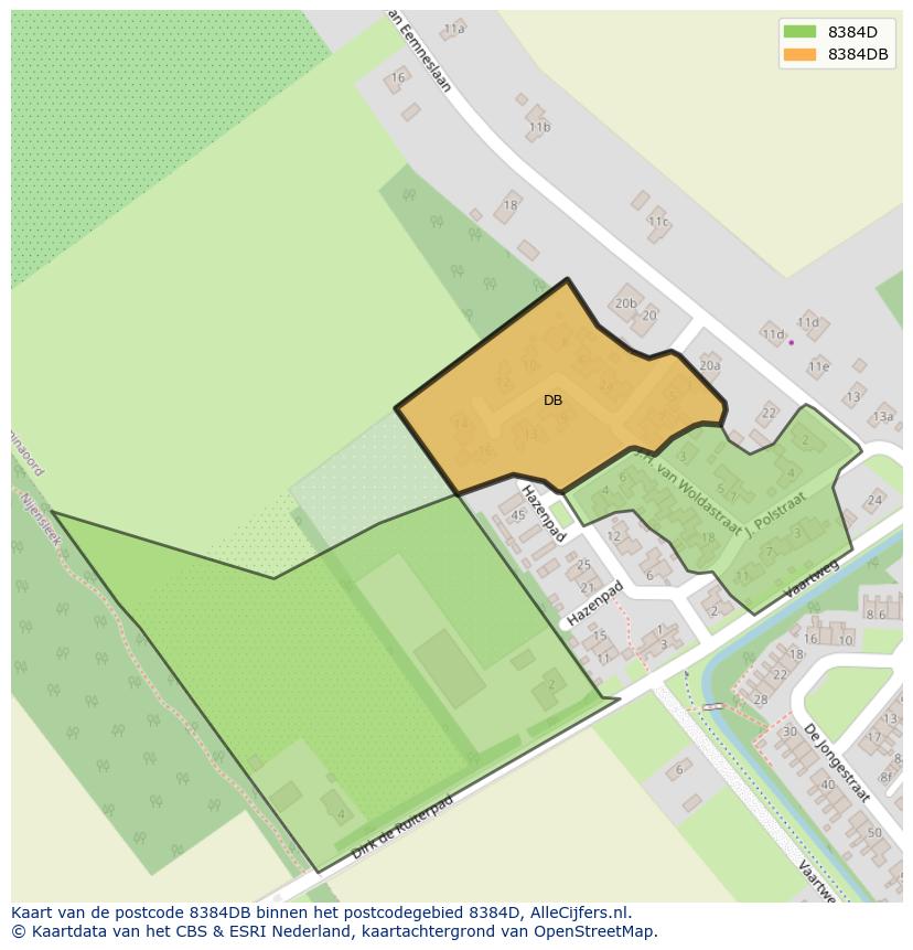 Afbeelding van het postcodegebied 8384 DB op de kaart.