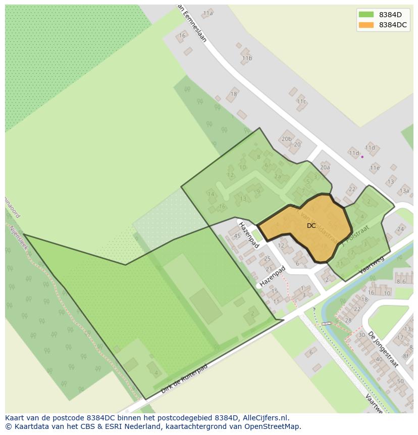 Afbeelding van het postcodegebied 8384 DC op de kaart.