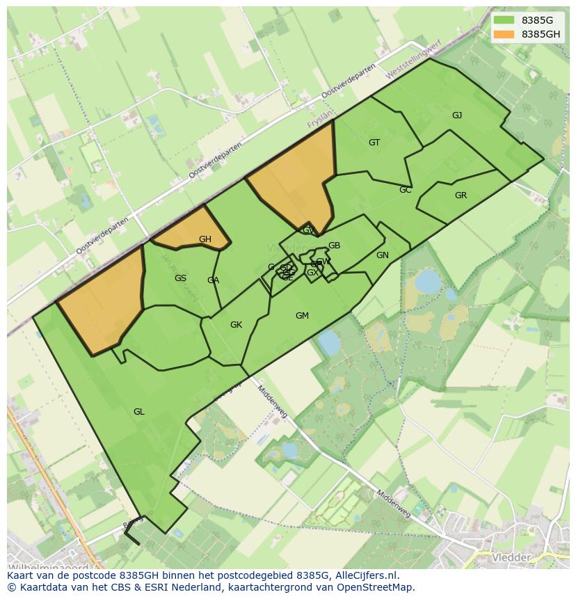 Afbeelding van het postcodegebied 8385 GH op de kaart.