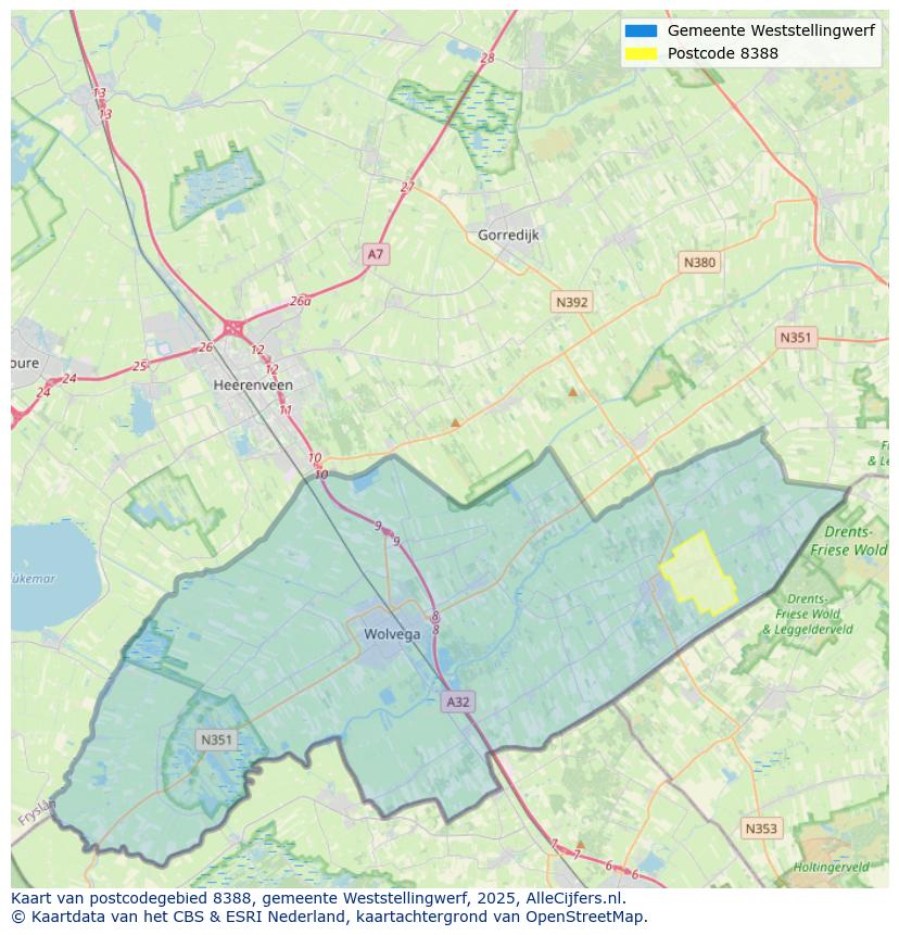 Afbeelding van het postcodegebied 8388 op de kaart.