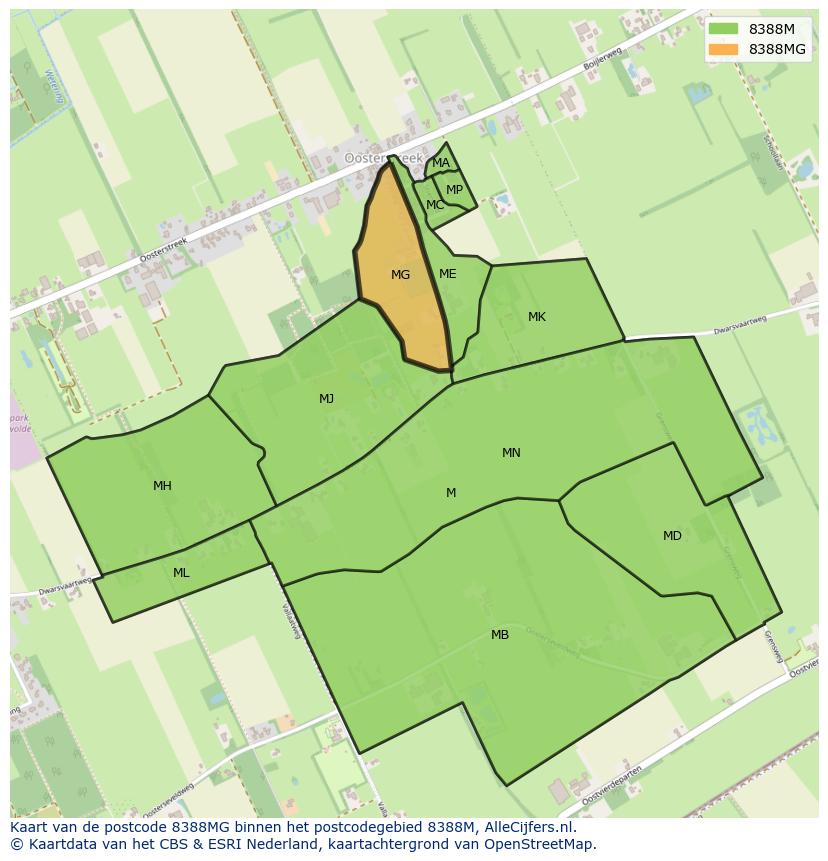 Afbeelding van het postcodegebied 8388 MG op de kaart.