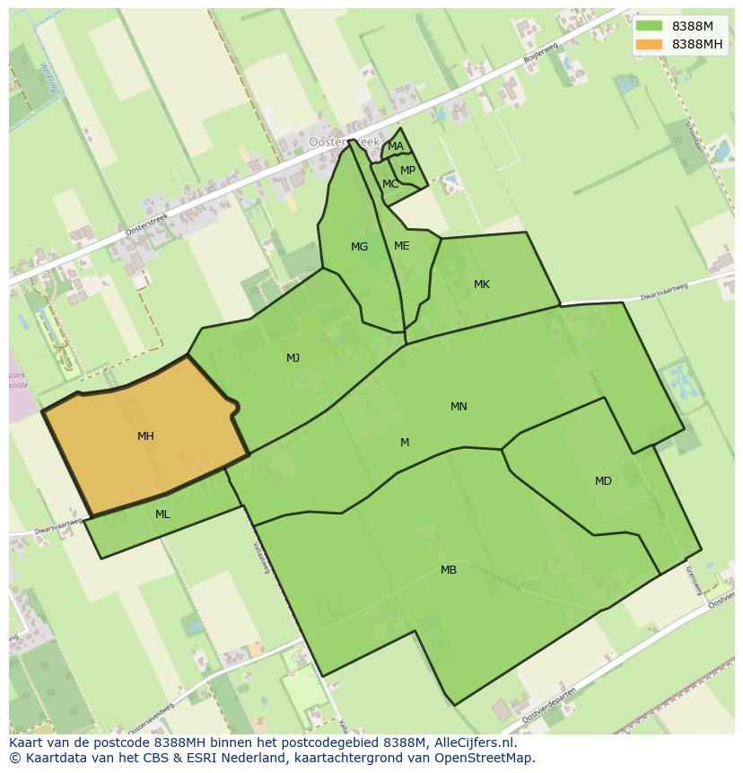 Afbeelding van het postcodegebied 8388 MH op de kaart.