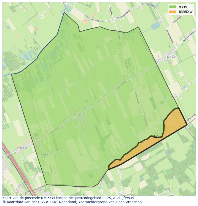 Afbeelding van het postcodegebied 8395 XW op de kaart.