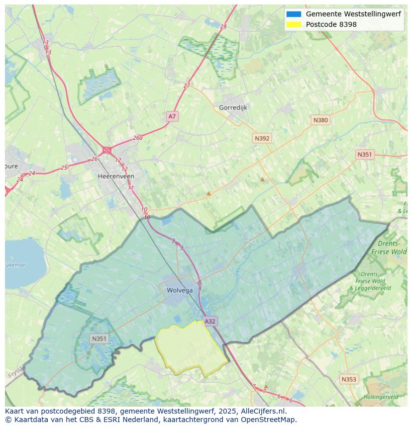 Afbeelding van het postcodegebied 8398 op de kaart.