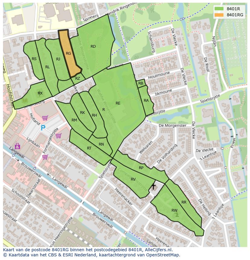 Afbeelding van het postcodegebied 8401 RG op de kaart.