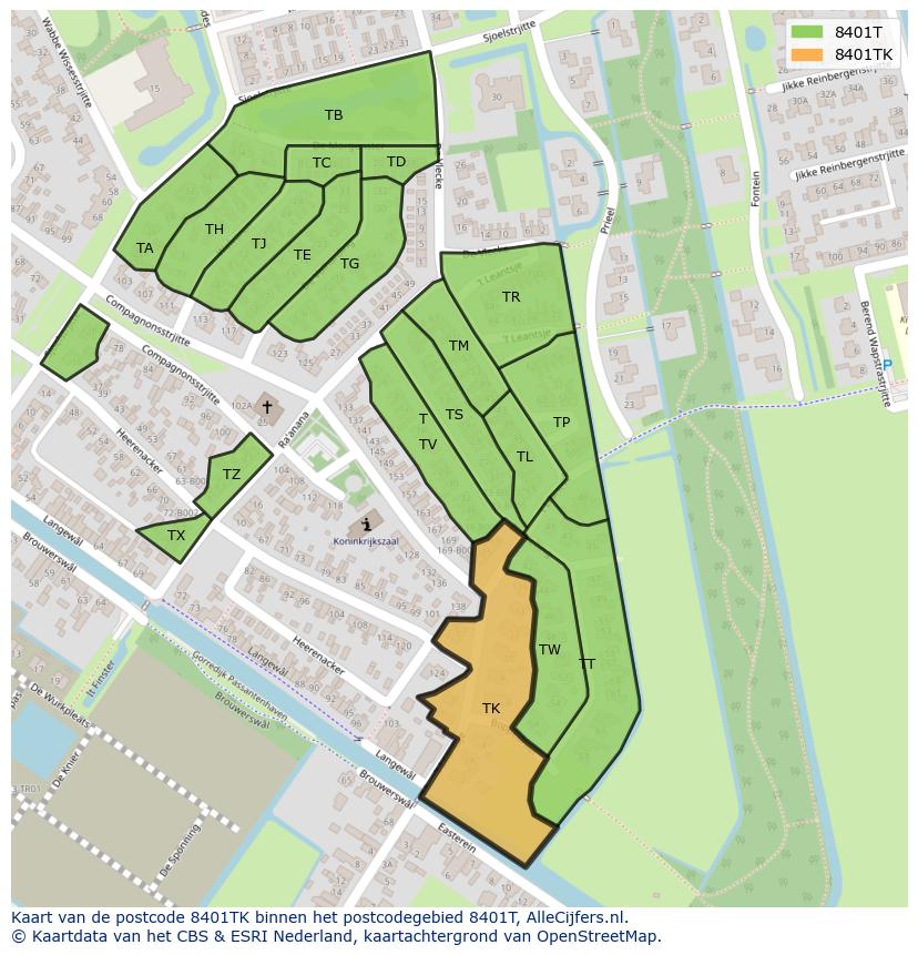 Afbeelding van het postcodegebied 8401 TK op de kaart.