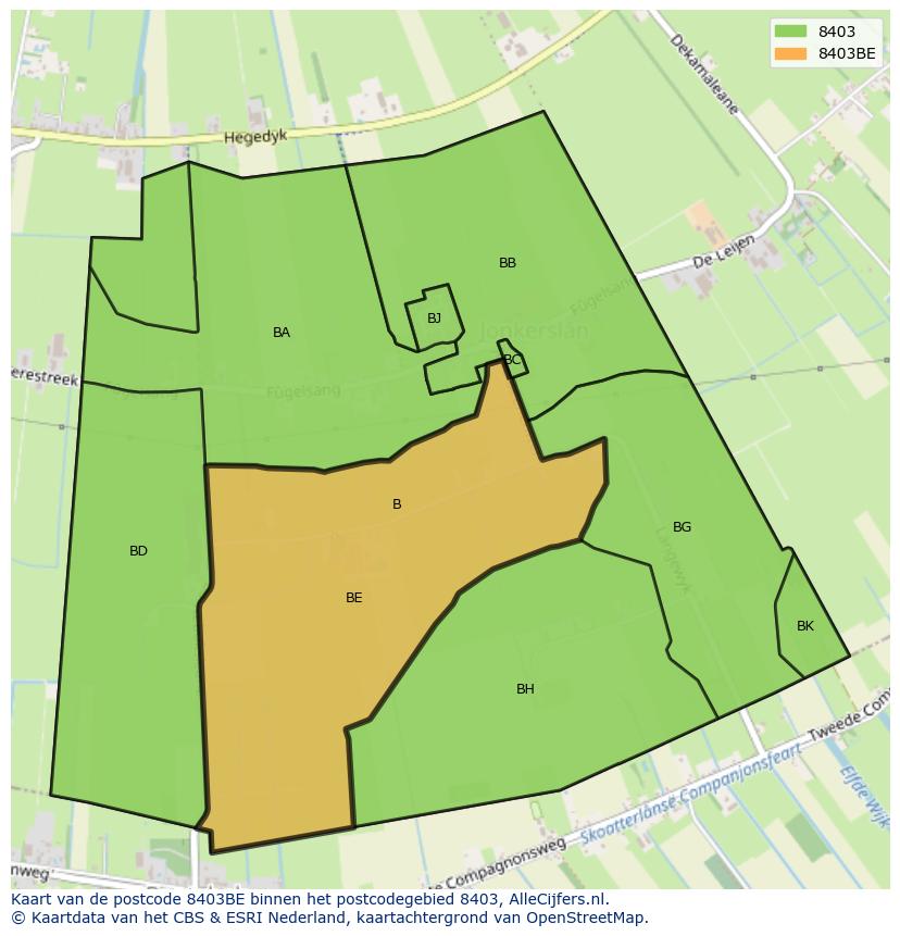 Afbeelding van het postcodegebied 8403 BE op de kaart.