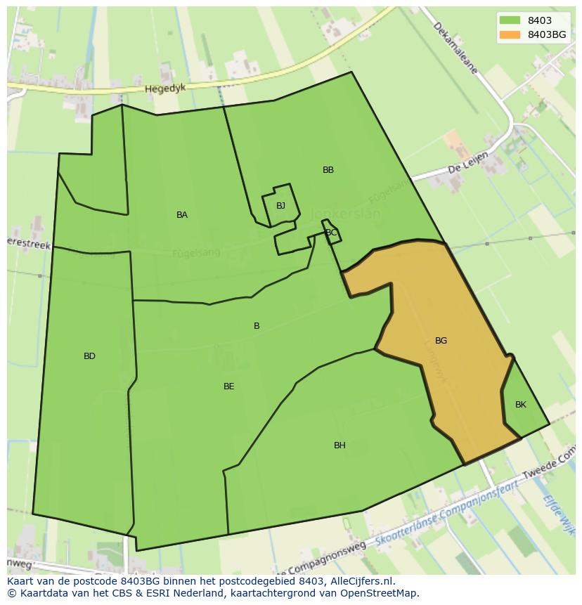 Afbeelding van het postcodegebied 8403 BG op de kaart.