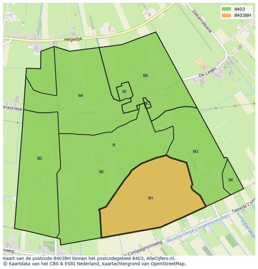 Afbeelding van het postcodegebied 8403 BH op de kaart.