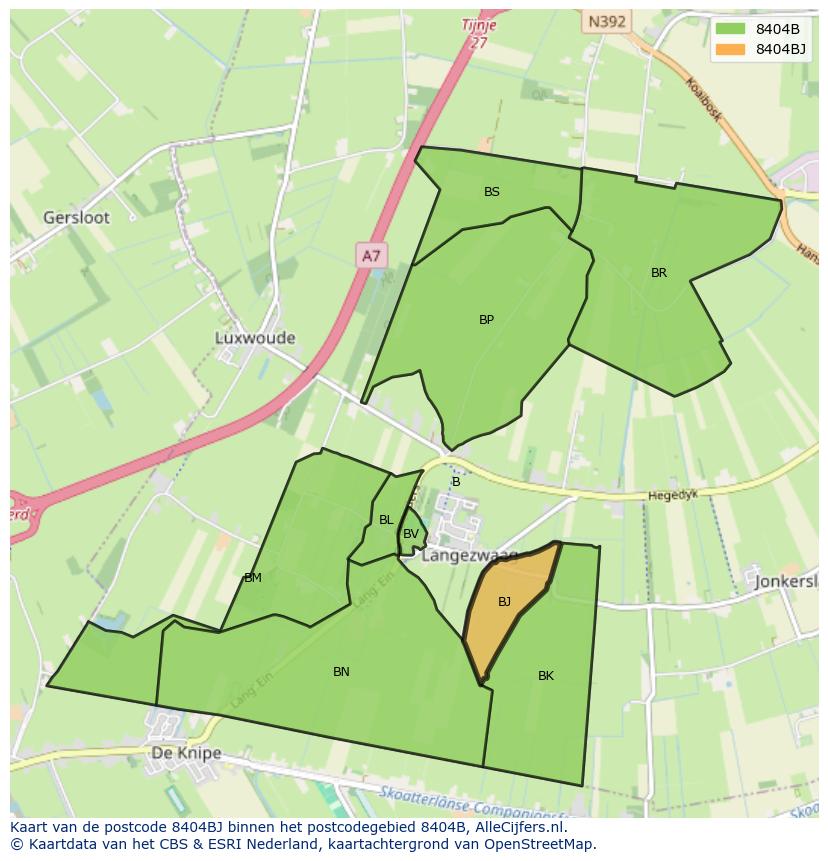 Afbeelding van het postcodegebied 8404 BJ op de kaart.