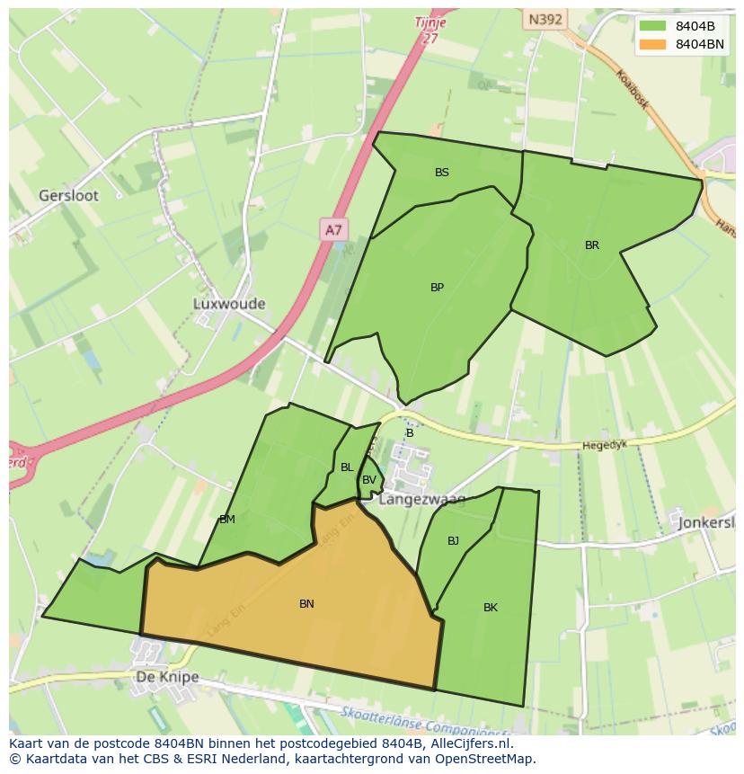 Afbeelding van het postcodegebied 8404 BN op de kaart.