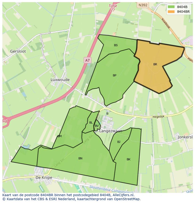 Afbeelding van het postcodegebied 8404 BR op de kaart.