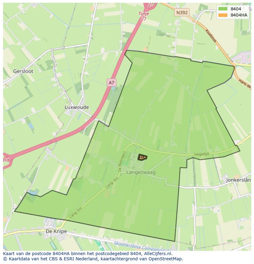 Afbeelding van het postcodegebied 8404 HA op de kaart.