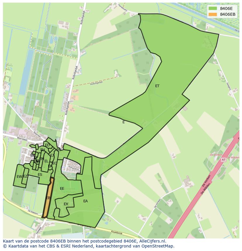 Afbeelding van het postcodegebied 8406 EB op de kaart.