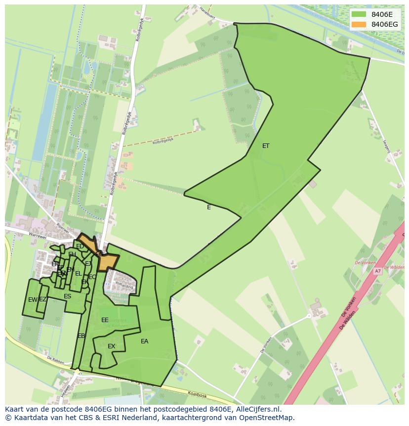 Afbeelding van het postcodegebied 8406 EG op de kaart.
