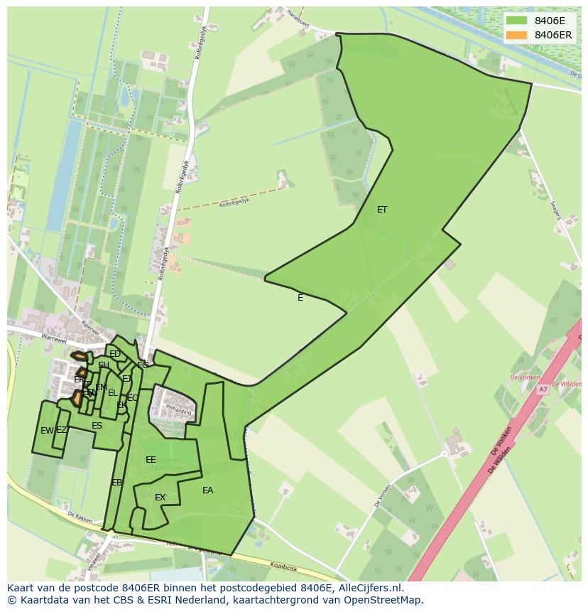 Afbeelding van het postcodegebied 8406 ER op de kaart.