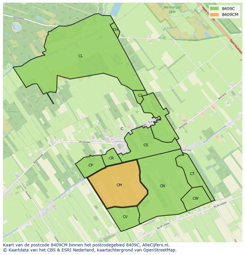 Afbeelding van het postcodegebied 8409 CM op de kaart.