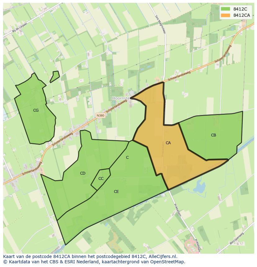 Afbeelding van het postcodegebied 8412 CA op de kaart.