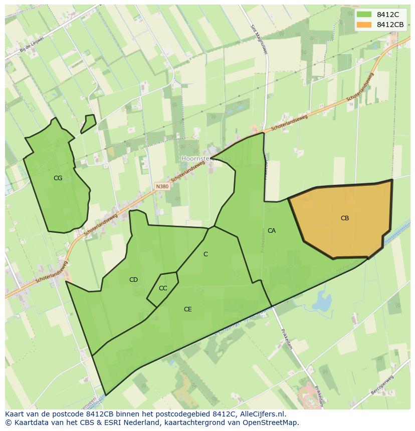 Afbeelding van het postcodegebied 8412 CB op de kaart.