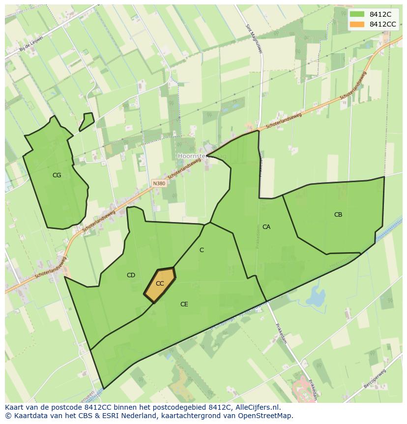 Afbeelding van het postcodegebied 8412 CC op de kaart.