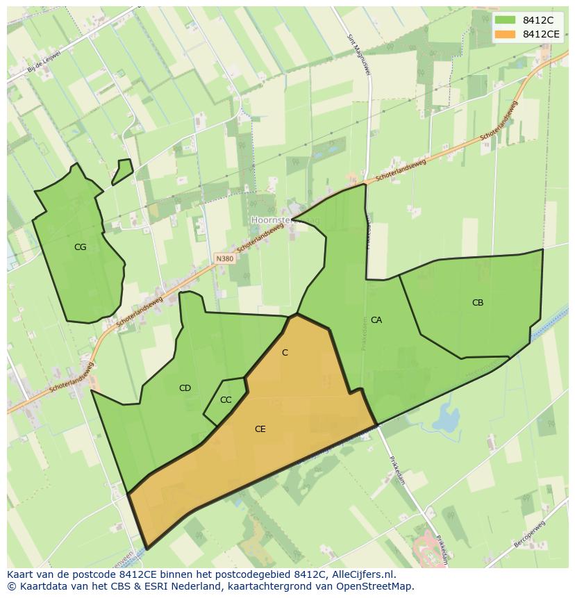 Afbeelding van het postcodegebied 8412 CE op de kaart.