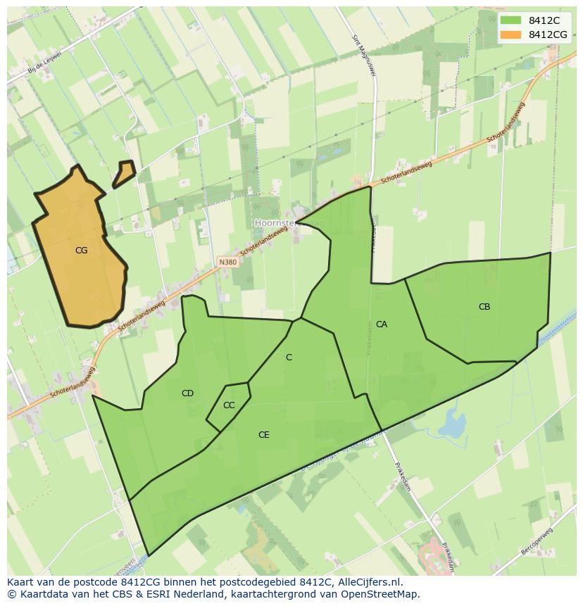 Afbeelding van het postcodegebied 8412 CG op de kaart.