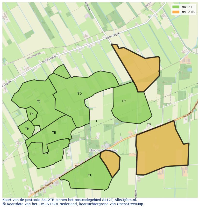 Afbeelding van het postcodegebied 8412 TB op de kaart.