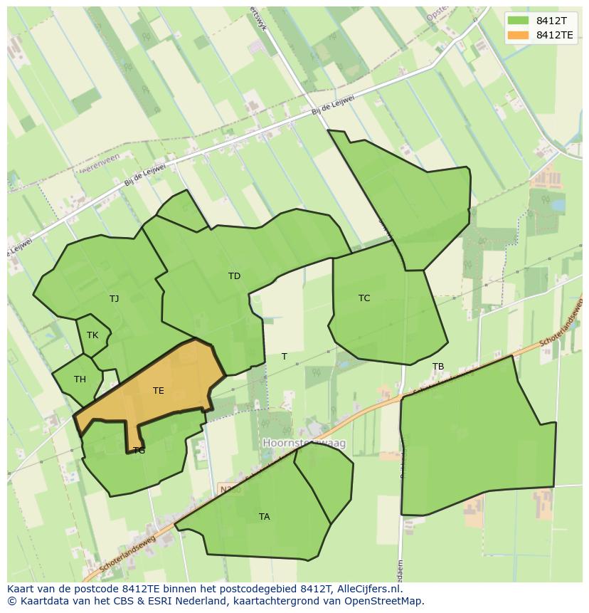 Afbeelding van het postcodegebied 8412 TE op de kaart.