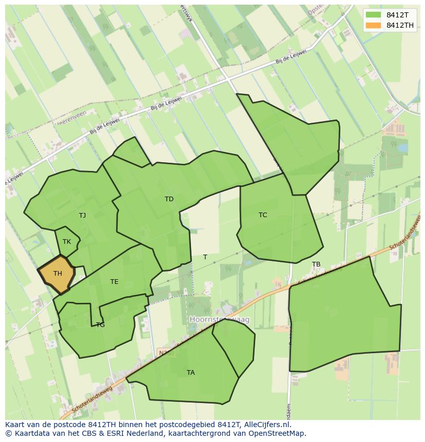 Afbeelding van het postcodegebied 8412 TH op de kaart.