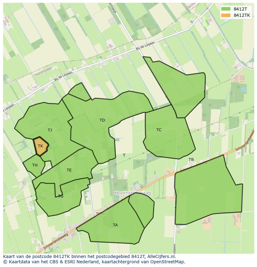 Afbeelding van het postcodegebied 8412 TK op de kaart.