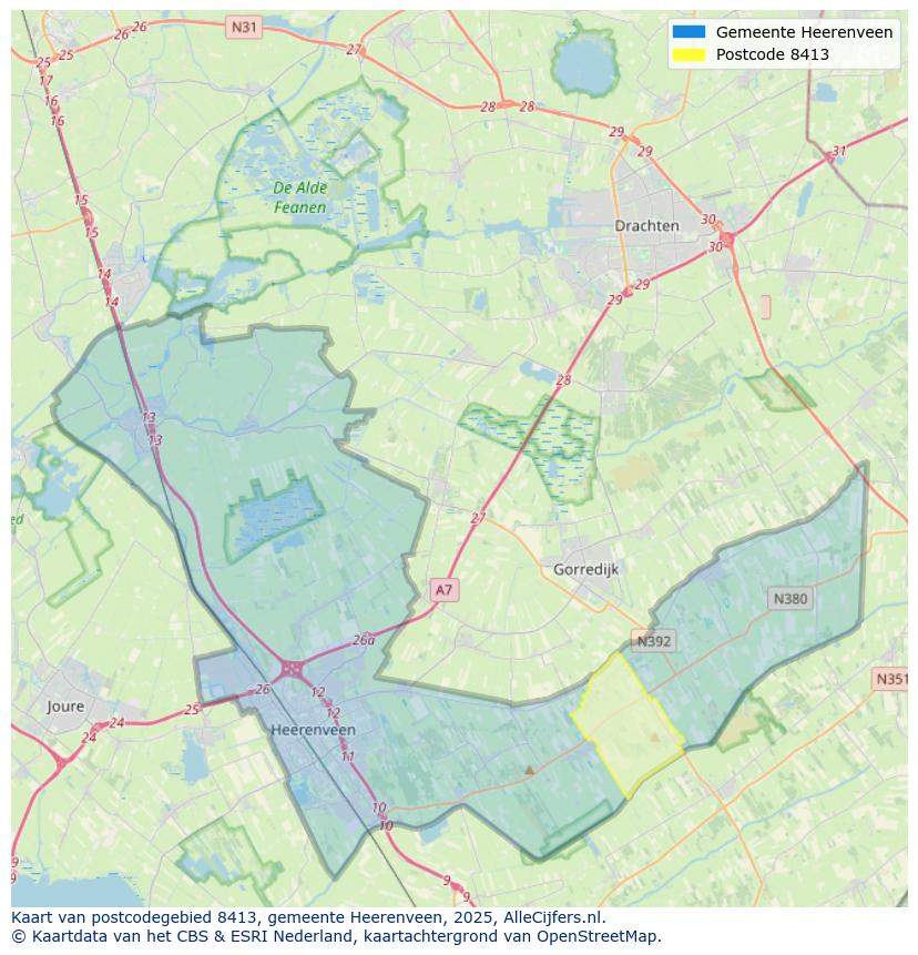 Afbeelding van het postcodegebied 8413 op de kaart.